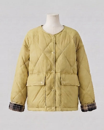 Damen nan gesteppte Boxy-Kurzjacke mit verdeckter Druckknopfleiste und extra großen Pattentaschen EB