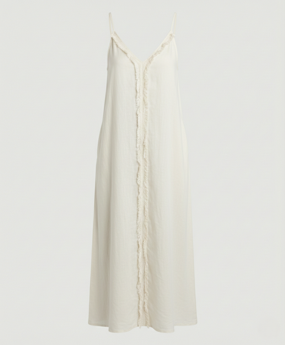 Damen Maxikleid mit lässigem V-Ausschnitt und seitlichen Taschen EB