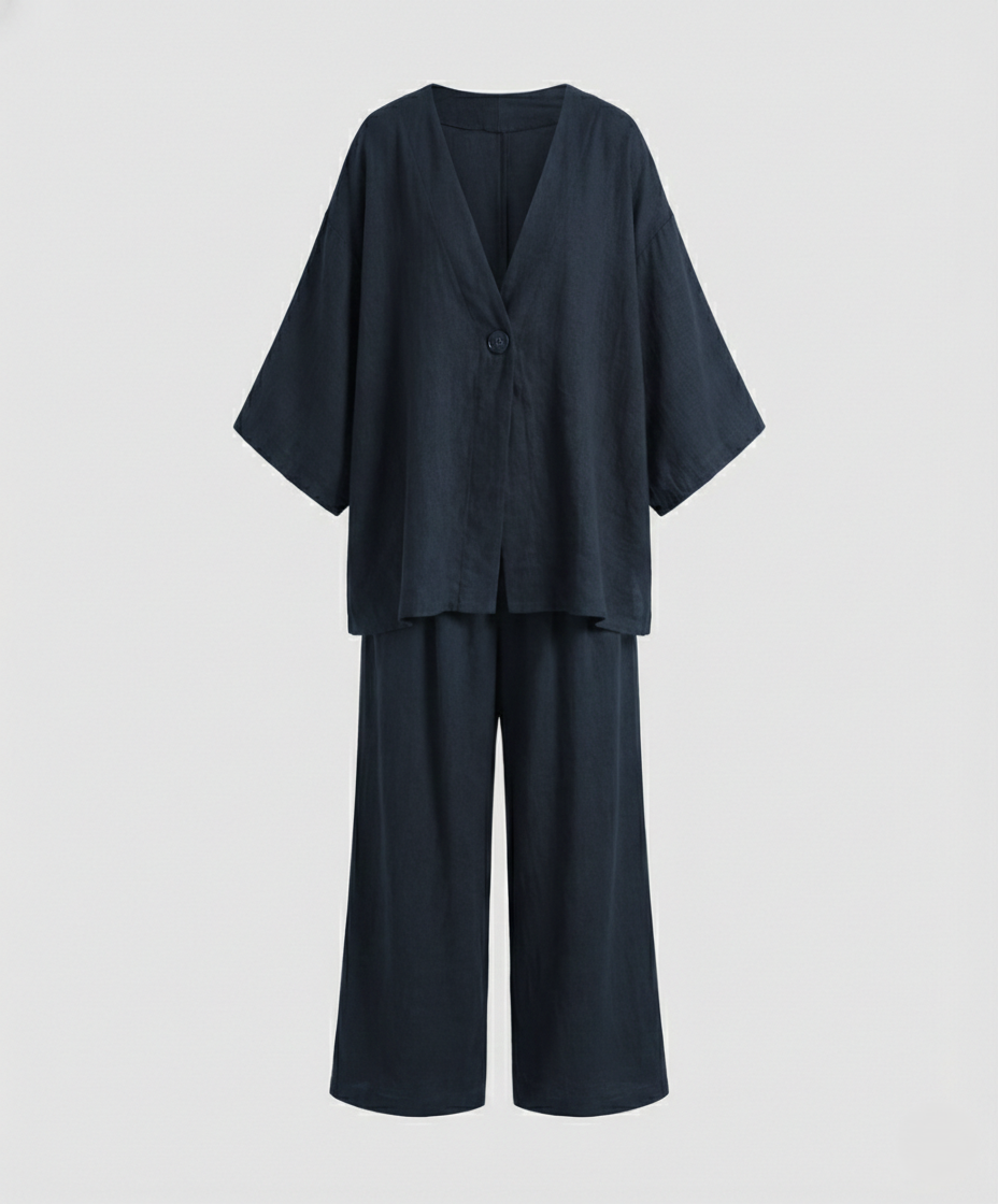 Zweiteiler Set Damen mit Oversized Bluse