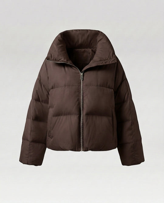 Damen nan cropped Steppjacke mit übergroßer Kapuze, leichter Thermofüllung und abgerundetem Saum EB