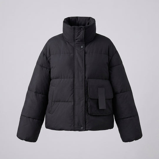 Damen nan boxy-wattierter Alltagspuffer mit seitlichen Cargo-Klappen und ergonomischem Schulterbesatz EB