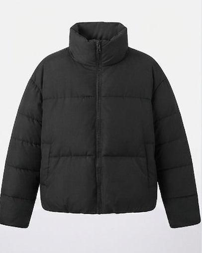 Damen nan kurz geschnittener wattierter Kurz-Puffer mit hohem Stehkragen und glänzender Microfaseroberfläche EB