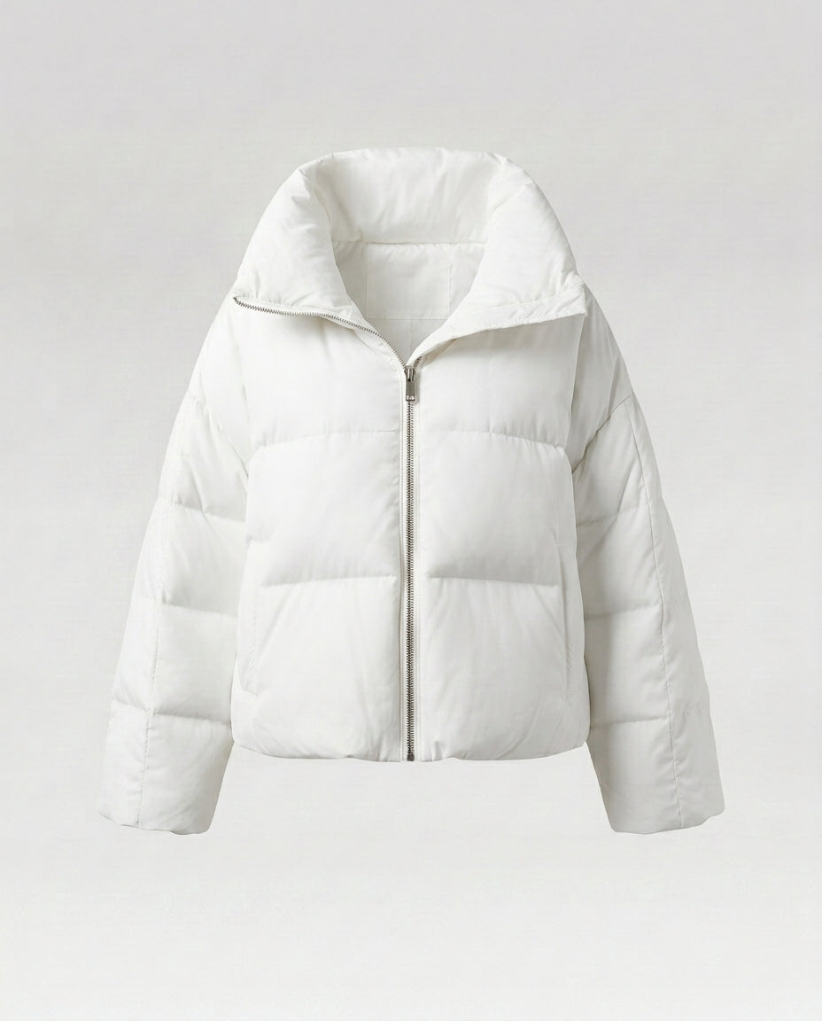 Damen nan cropped Steppjacke mit übergroßer Kapuze, leichter Thermofüllung und abgerundetem Saum EB
