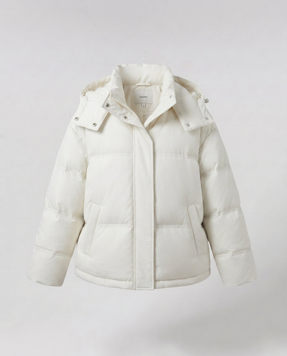 Damen nan boxy wattierter Kurz-Steppanorak mit ergonomischer Kapuzenblende und extra großen Pattentaschen EB