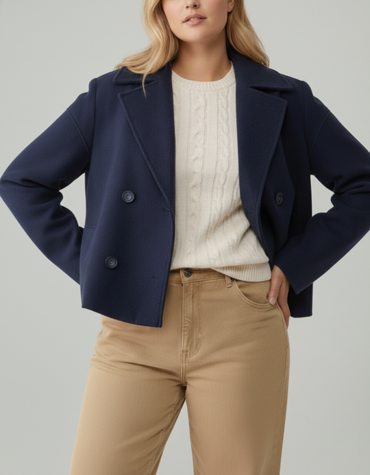 EB | Kurzer Woll-Look Peacoat für Damen – Große Größen