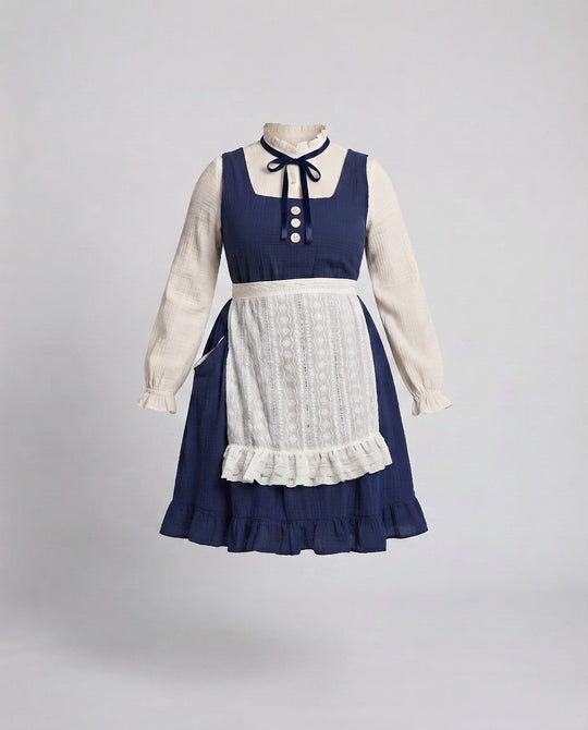 Damen Vintage Kochschürze mit verspielten Rüschen und eleganten Akzenten EB