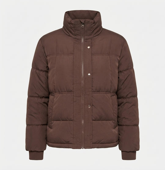 Damen nan kurzer Boxy-Puffer mit ergonomischem Stehkragen und verdeckter Druckknopfleiste EB