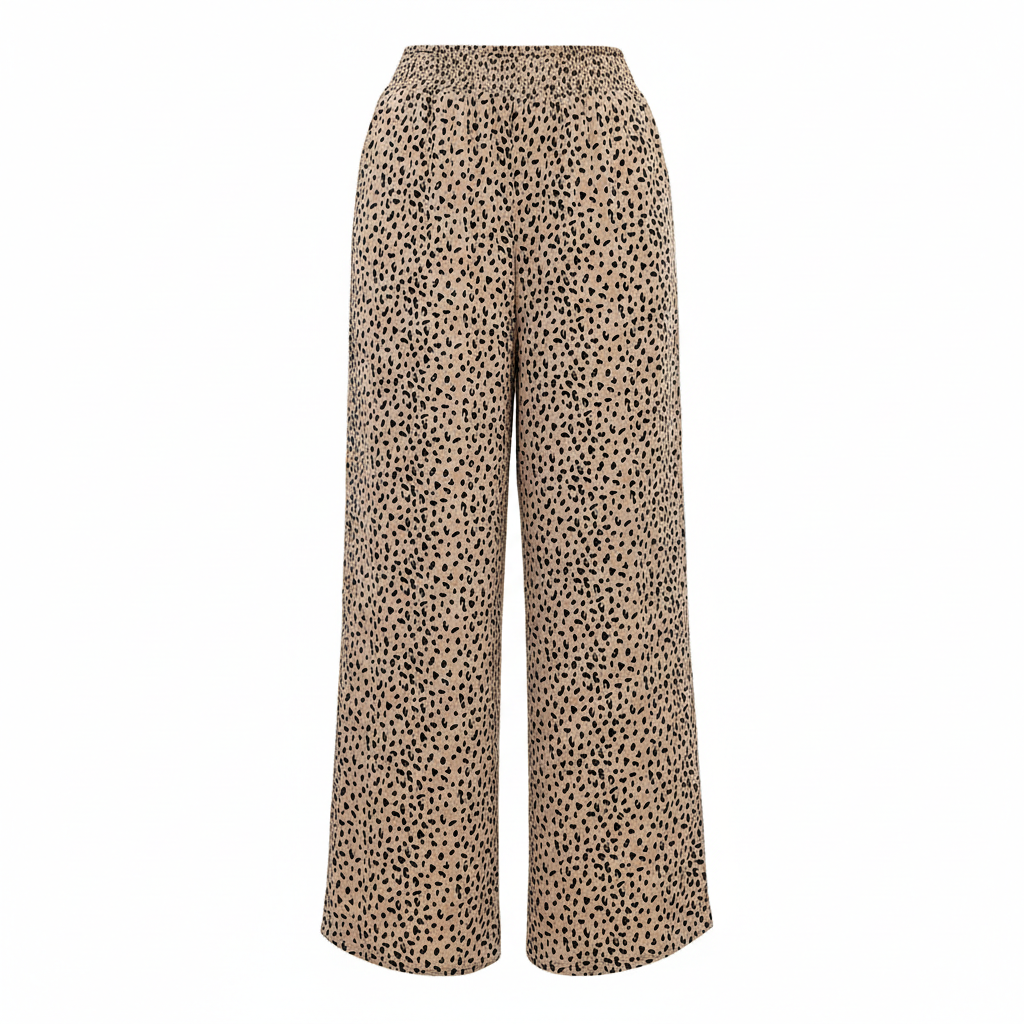 Damen weite Leinenhose mit elastischem Bund und lässigem Schnitt EB