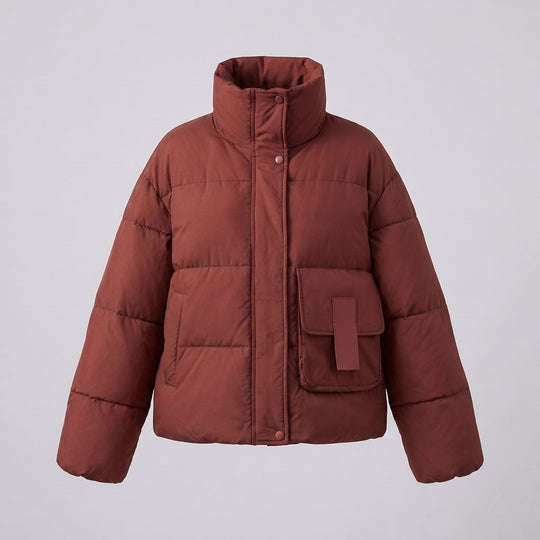 Damen nan boxy-wattierter Alltagspuffer mit seitlichen Cargo-Klappen und ergonomischem Schulterbesatz EB