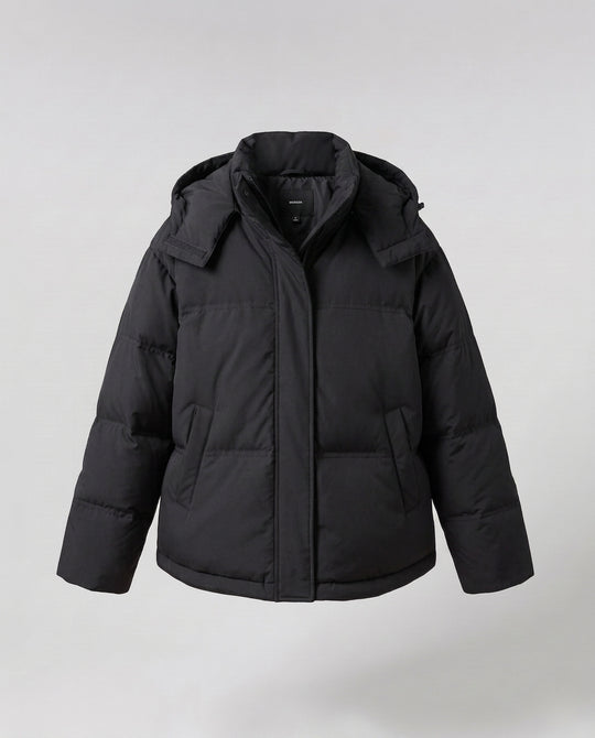 Damen nan boxy wattierter Kurz-Steppanorak mit ergonomischer Kapuzenblende und extra großen Pattentaschen EB