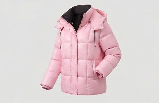 Damen nan glänzende Steppjacke mit integriertem Kapuzenkragen, Zweiwege-Reißverschluss und thermischer Wattierung EB