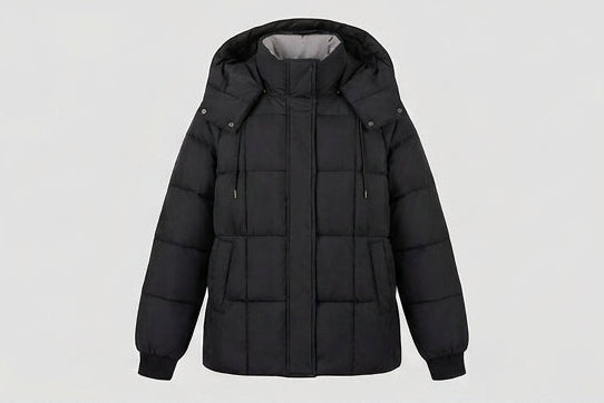 Damen nan glänzende Steppjacke mit integriertem Kapuzenkragen, Zweiwege-Reißverschluss und thermischer Wattierung EB