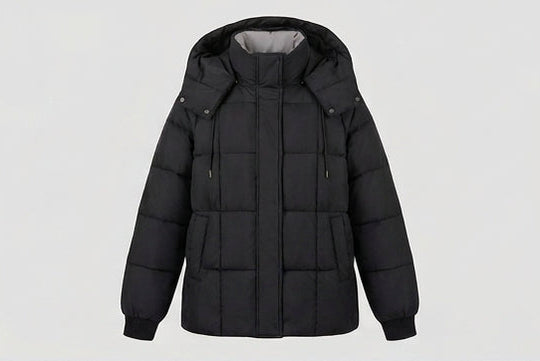Damen nan glänzende Steppjacke mit integriertem Kapuzenkragen, Zweiwege-Reißverschluss und thermischer Wattierung EB