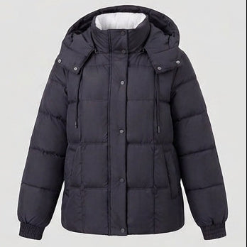 Damen nan glänzende Steppjacke mit integriertem Kapuzenkragen, Zweiwege-Reißverschluss und thermischer Wattierung EB