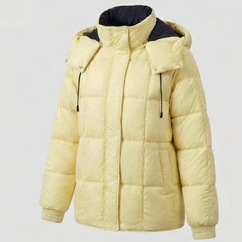 Damen nan glänzende Steppjacke mit integriertem Kapuzenkragen, Zweiwege-Reißverschluss und thermischer Wattierung EB