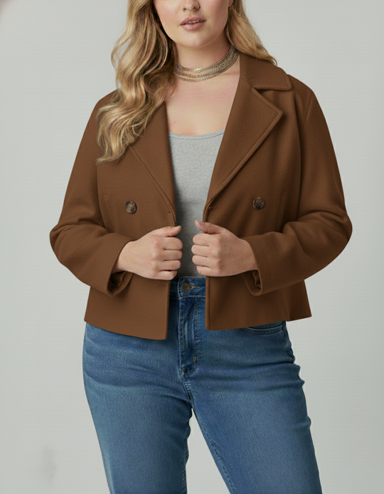 EB | Kurzer Woll-Look Peacoat für Damen – Große Größen