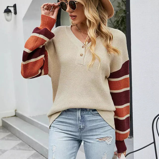 EB | Patchwork Strickpullover im Modischen Stil