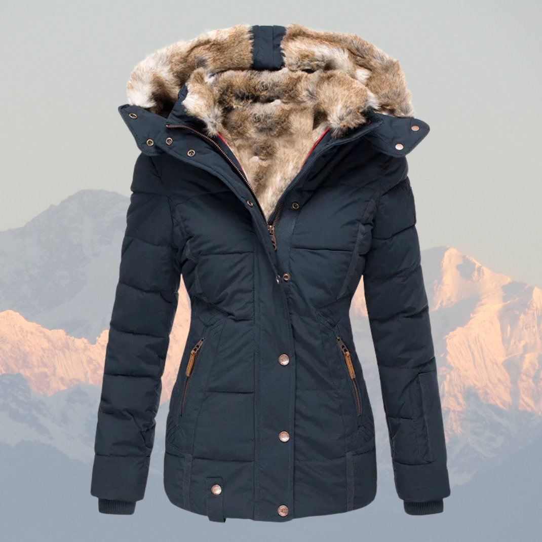 EB | Daunen-Puffermantel mit Kapuze aus Kunstpelz Warm, Wasserdicht & Isoliert Winterjacke
