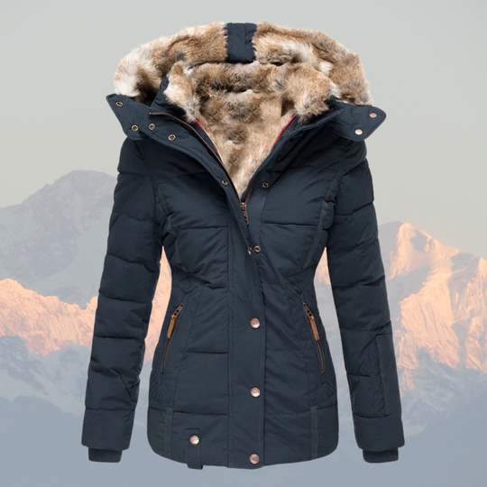 EB | Daunen-Puffermantel mit Kapuze aus Kunstpelz Warm, Wasserdicht & Isoliert Winterjacke