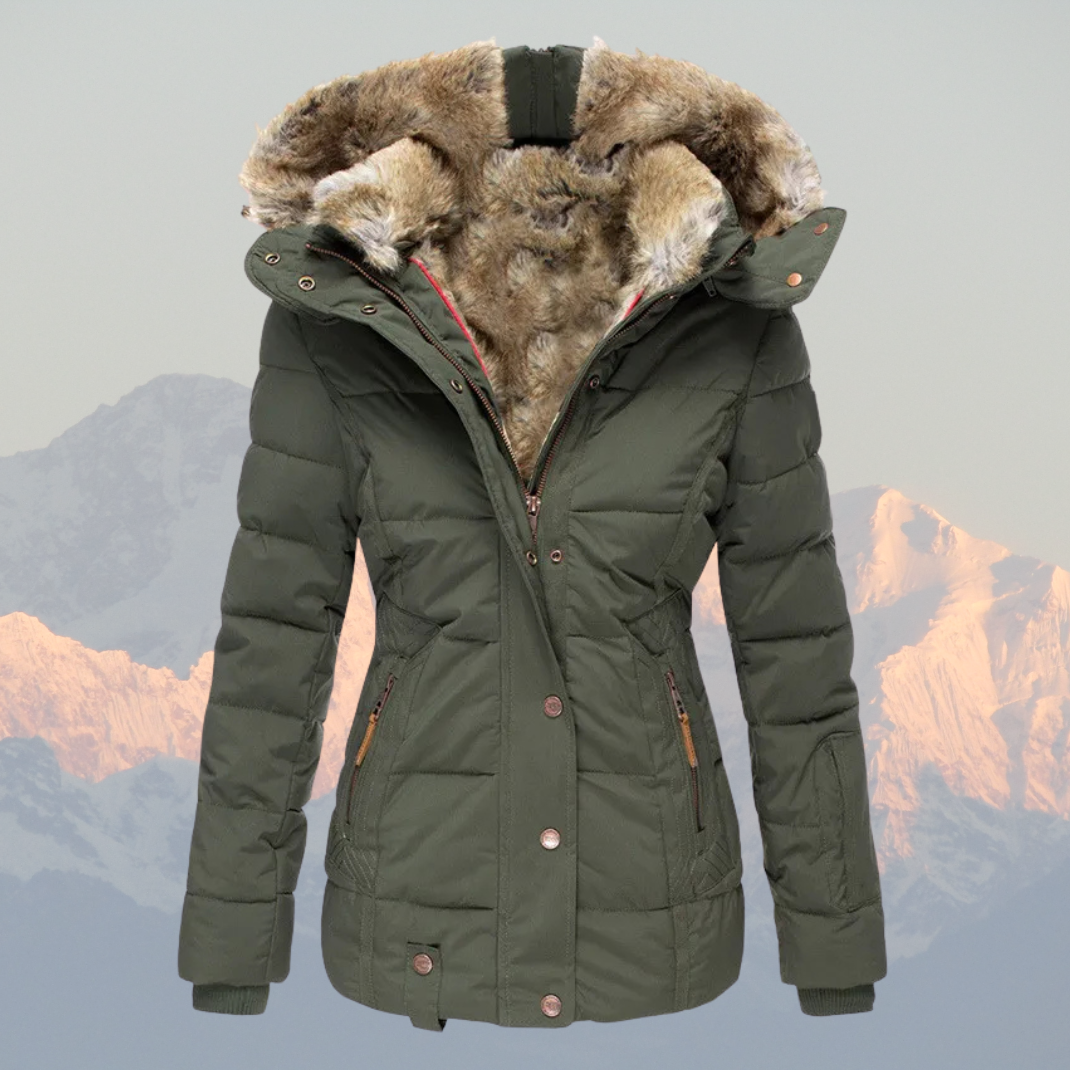 EB | Daunen-Puffermantel mit Kapuze aus Kunstpelz Warm, Wasserdicht & Isoliert Winterjacke