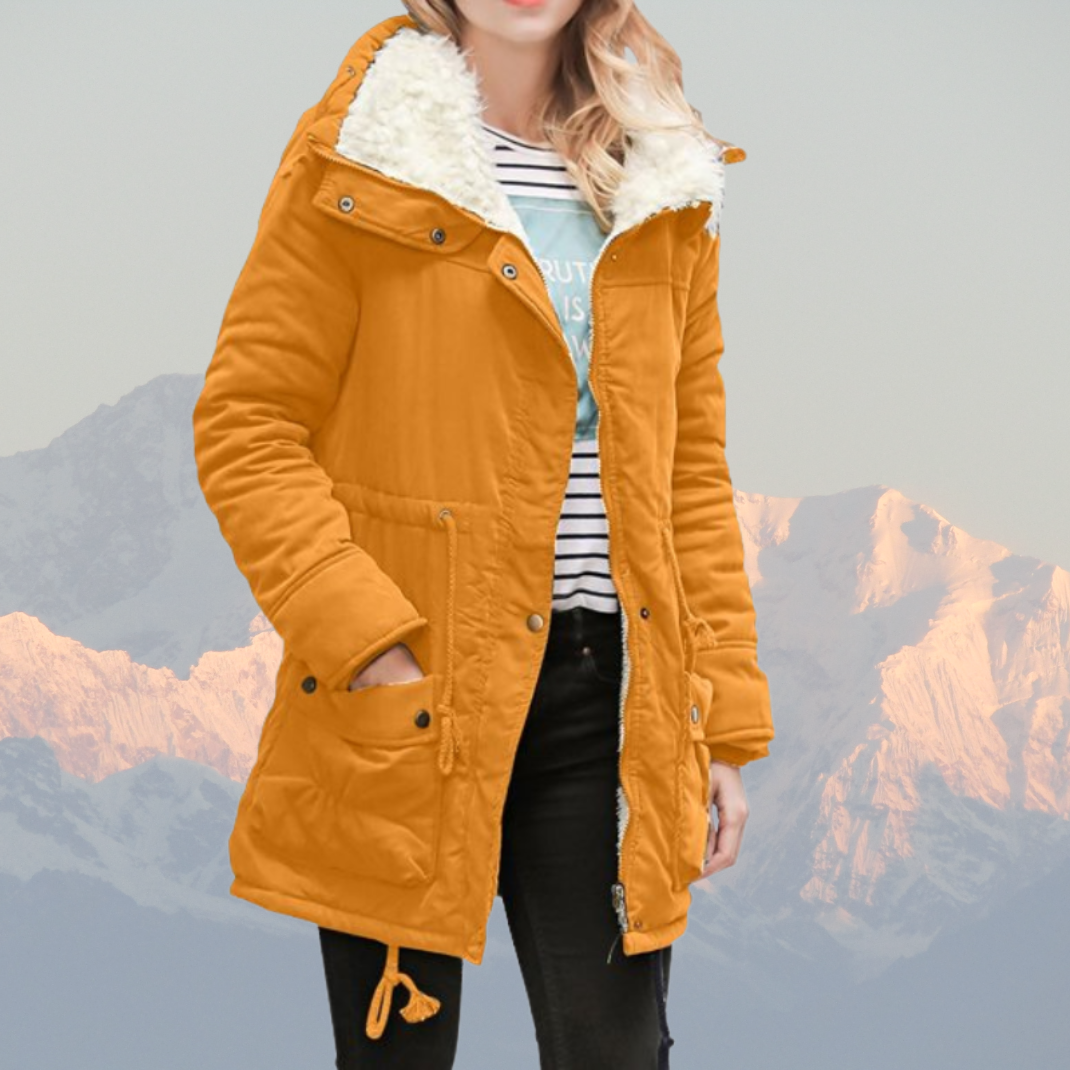 EB | Parka-Jacke Wasserabweisend Plüschgefüttert Mit Kapuze Verstellbare Taille Mittellang