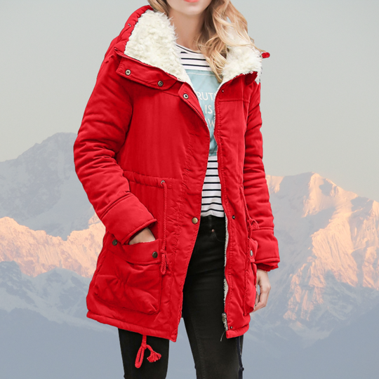 EB | Parka-Jacke Wasserabweisend Plüschgefüttert Mit Kapuze Verstellbare Taille Mittellang