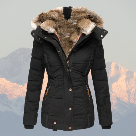 EB | Daunen-Puffermantel mit Kapuze aus Kunstpelz Warm, Wasserdicht & Isoliert Winterjacke