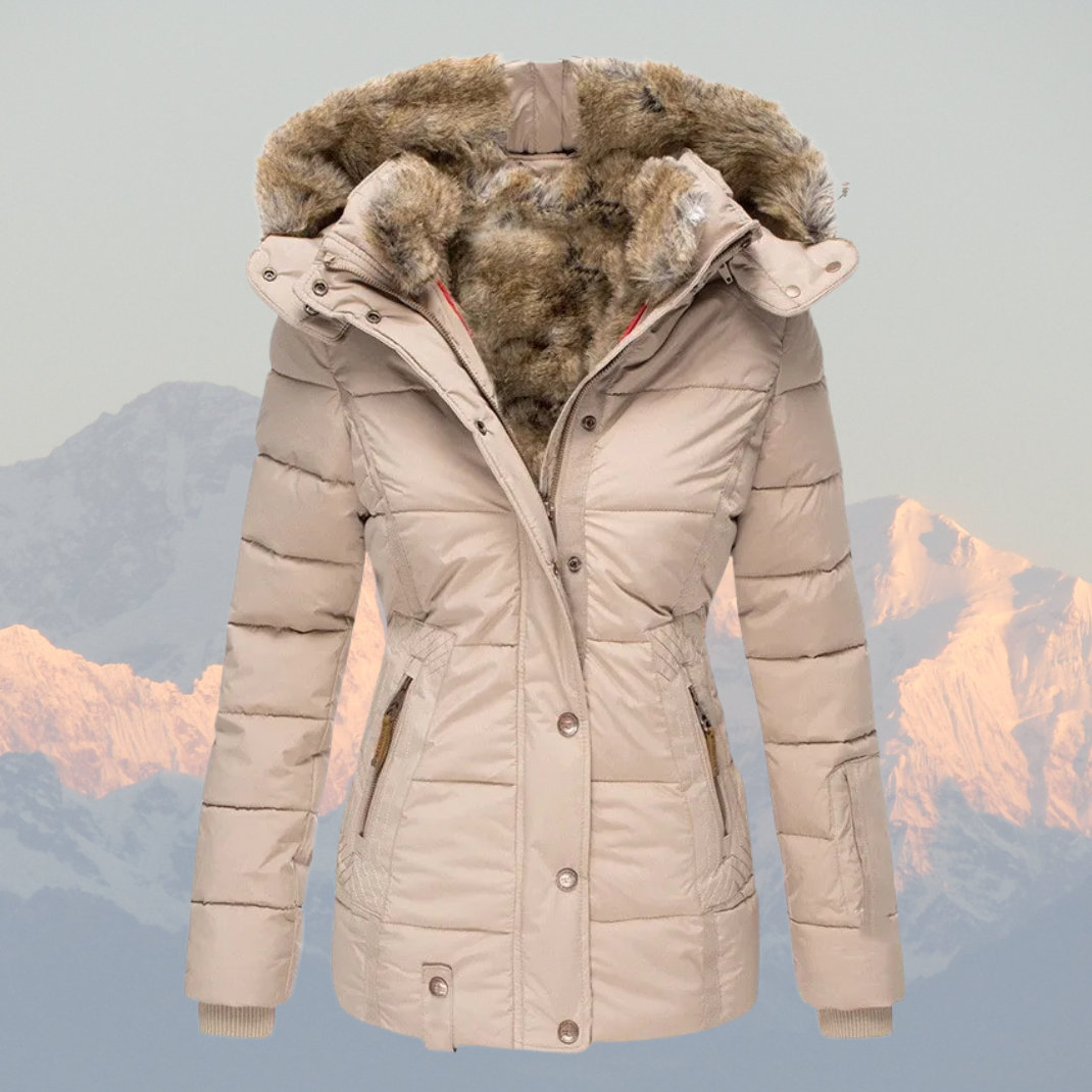 EB | Daunen-Puffermantel mit Kapuze aus Kunstpelz Warm, Wasserdicht & Isoliert Winterjacke