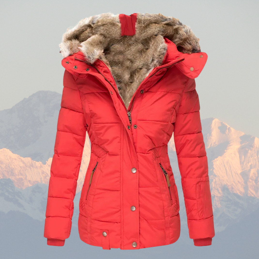EB | Daunen-Puffermantel mit Kapuze aus Kunstpelz Warm, Wasserdicht & Isoliert Winterjacke