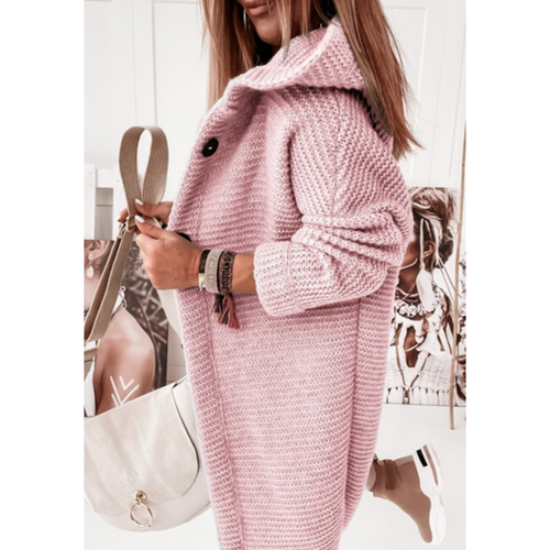 EB | Damen Übergroßer Gestrickter Cardigan mit Kapuze und Langen Ärmeln