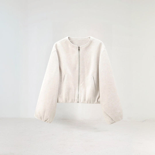 EB | Frauen Ballonärmel Zip-Up Bomberjacke