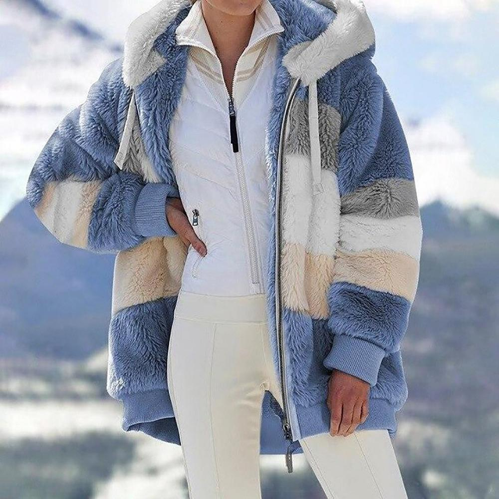 EB | Damen Eleganter Kontrast Stepp Wintermantel