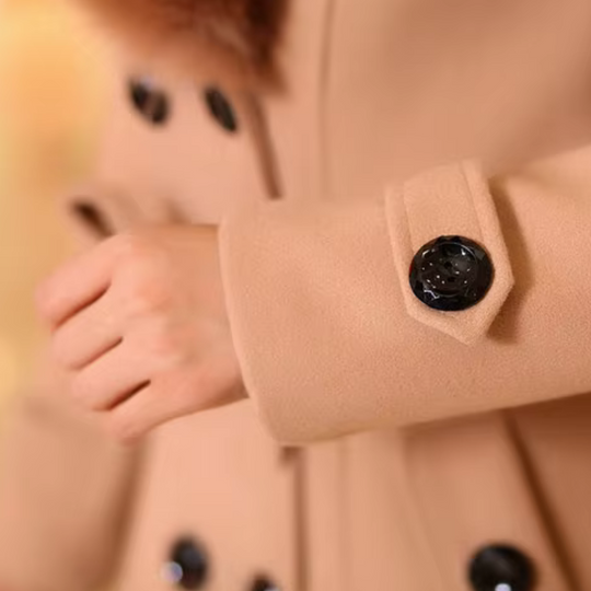 EB | Doppelt Brechender Trenchcoat - Wollmischung - Maßgeschneiderte Passform - Kunstfellkragen