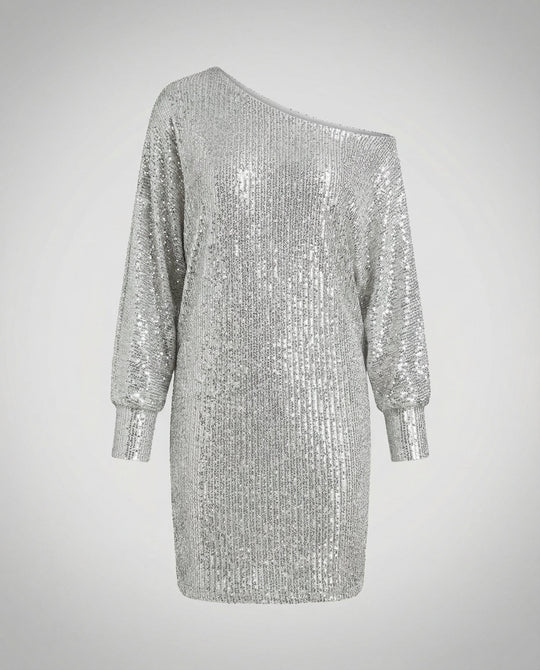 Glamouröses Kontrast Paillettenkleid Damen | EB