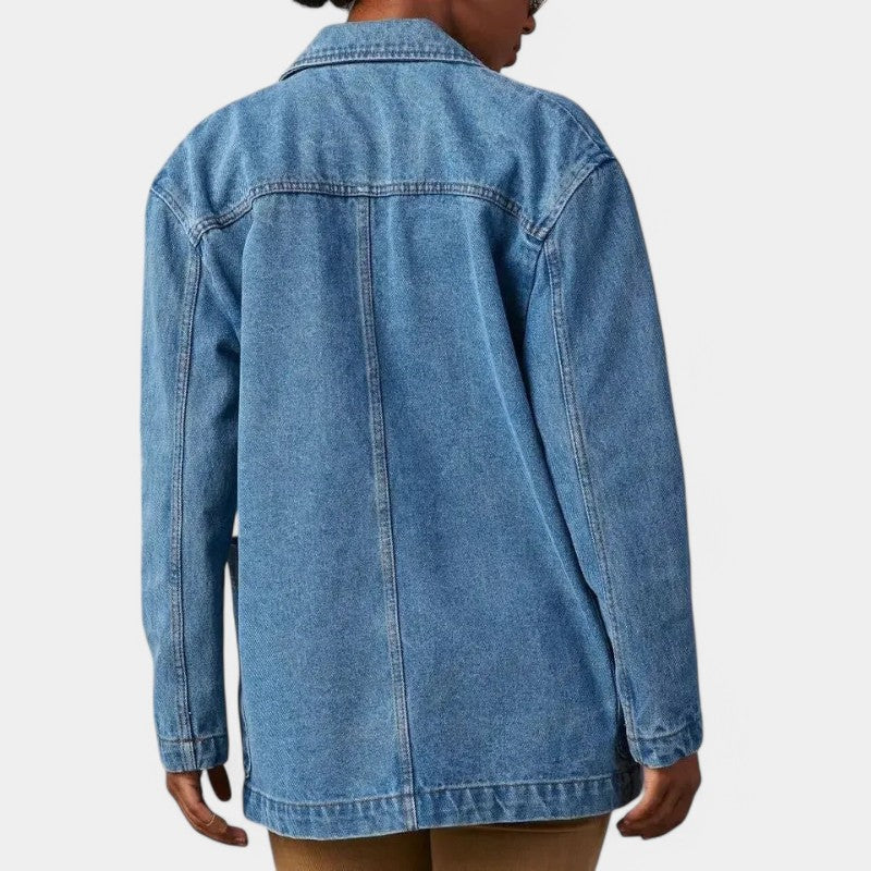 EB | Damen Denim Blazer mit Langen Ärmeln und Taschen