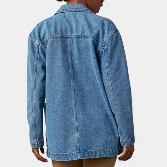 EB | Damen Denim Blazer mit Langen Ärmeln und Taschen