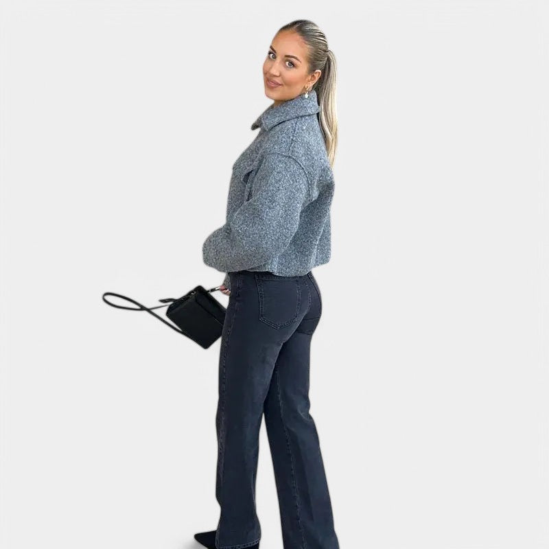 EB | Schicke Damen Wolljacke mit Kurzer Passform und Taschendetails