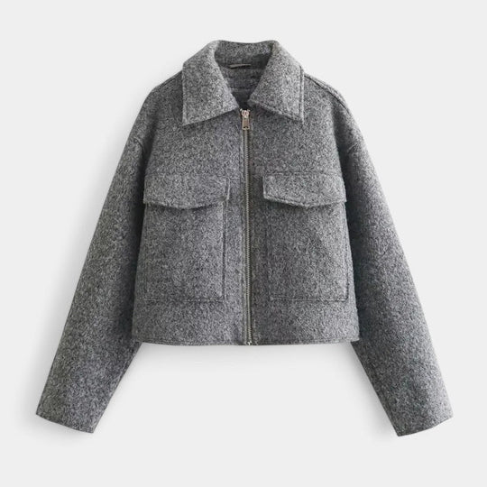 EB | Schicke Damen Wolljacke mit Kurzer Passform und Taschendetails