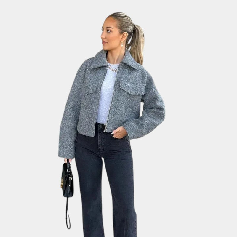 EB | Schicke Damen Wolljacke mit Kurzer Passform und Taschendetails