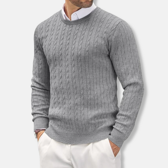EB | Slim Fit Feinstrick Rundhals Struktur in Kabelstrick