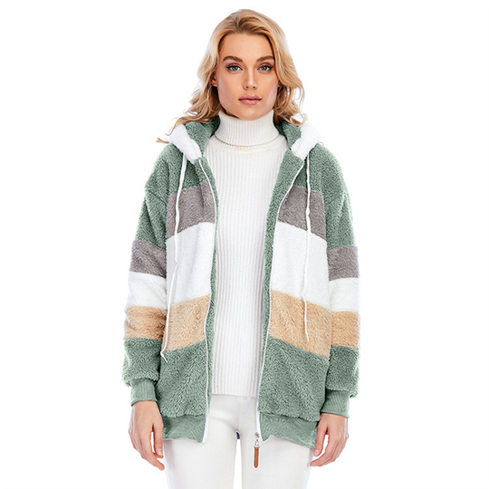 EB | Farbblock Fuzzy Jacke Für Damen