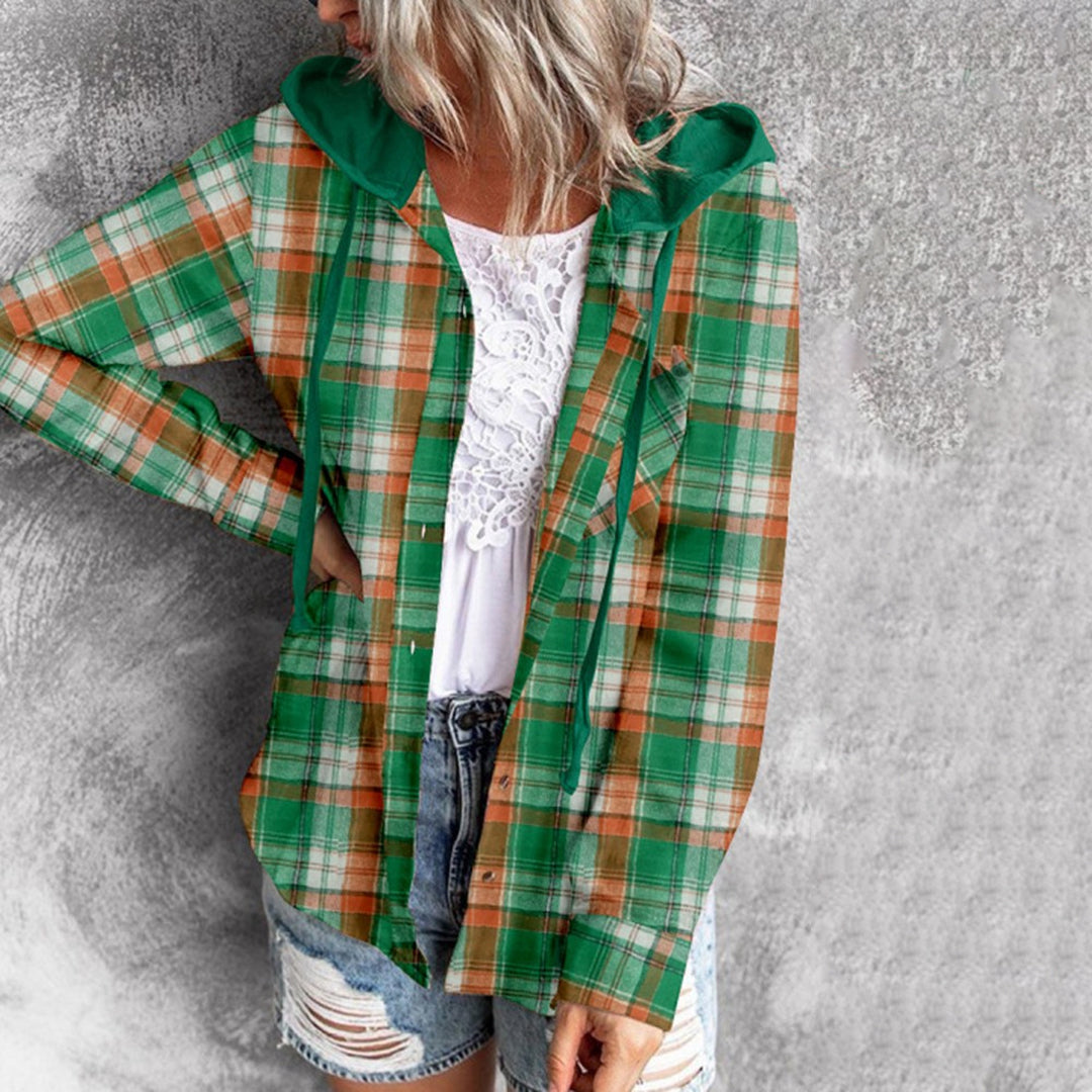 EB | Karierte Hemd mit Kapuze und Knöpfen Baumwolle/polyester Lässig und Trendy