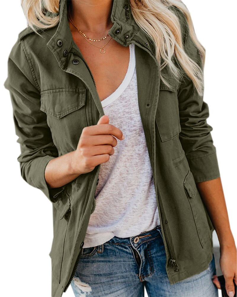 EB | Damen Leichte Übergangsjacke mit Reißverschluss & Taschen