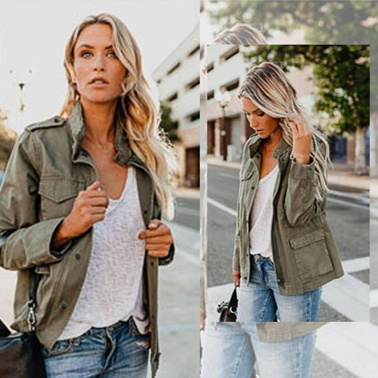 EB | Damen Leichte Übergangsjacke mit Reißverschluss & Taschen