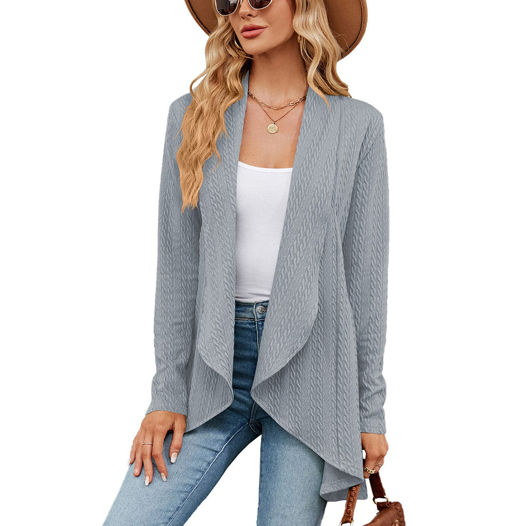 EB | Strick-cardigan Wasserfallkragen Entspannte Eleganz