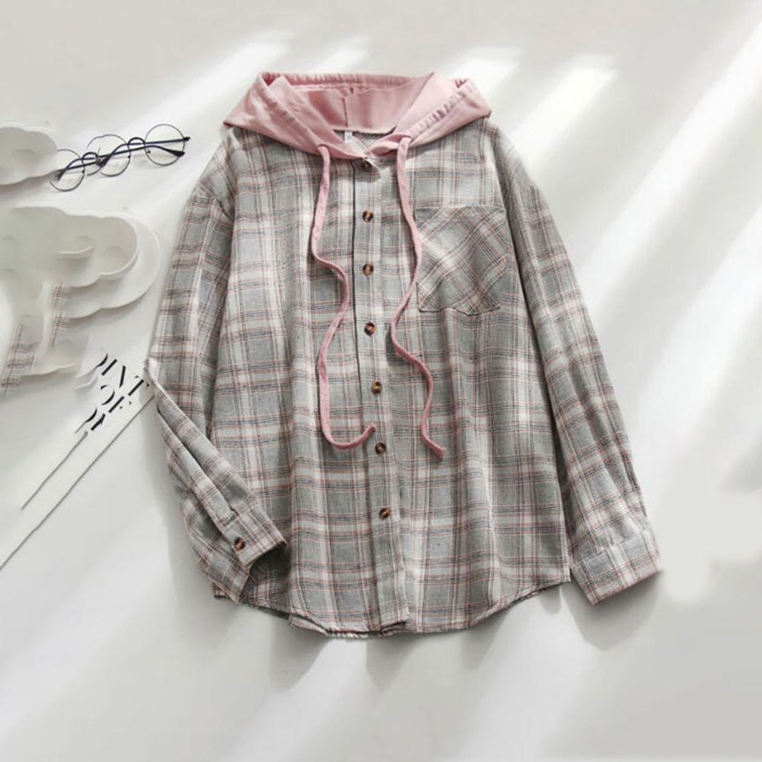 EB | Karierte Hemd mit Kapuze und Knöpfen Baumwolle/polyester Lässig und Trendy
