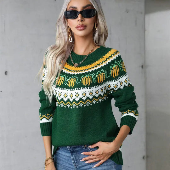 EB | Norwegische Pullover Damen Strickwinterpullover für Damen