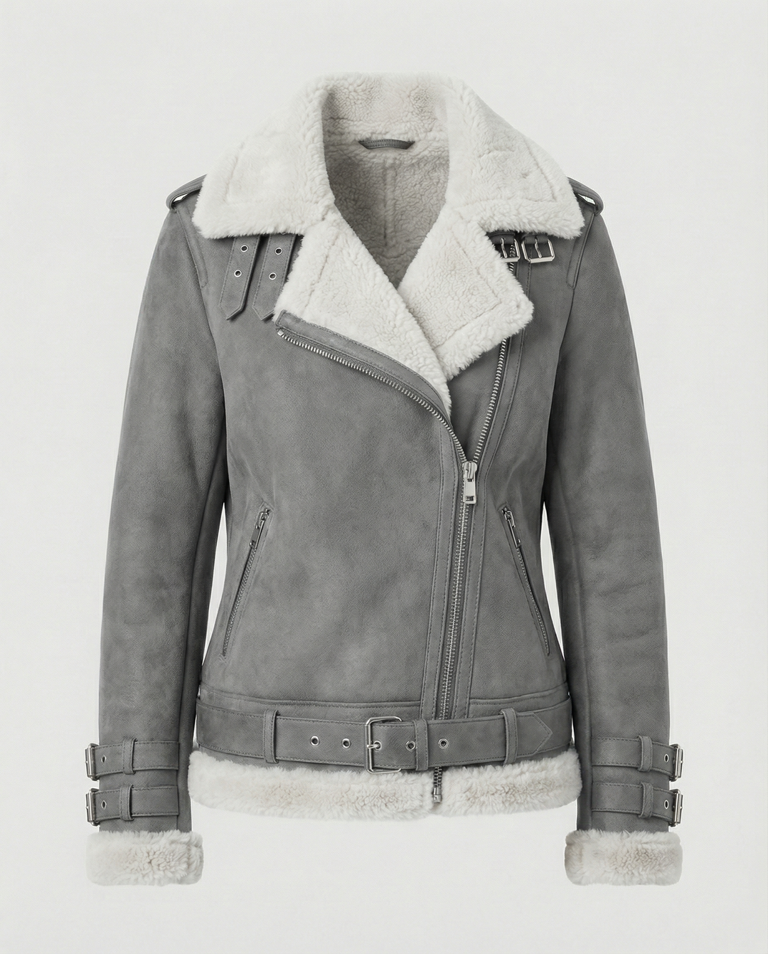 EB | Lammfell Gefütterte Bikerjacke für Damen