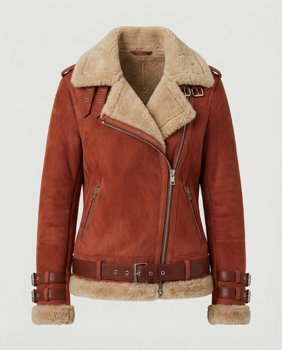 EB | Lammfell Gefütterte Bikerjacke für Damen
