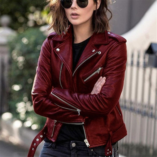 EB | Trendy Bikerjacke mit Gürtel für Damen